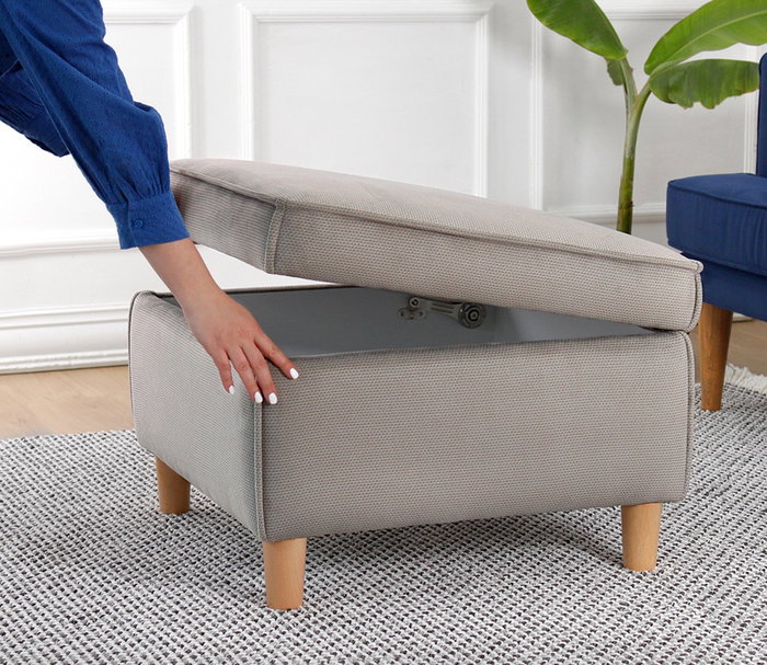 Atelier Del Sofa Puf de Algodón Marrón con Almacenamiento Atelier Del Sofa Puf de Algodón Marrón con Almacenamiento